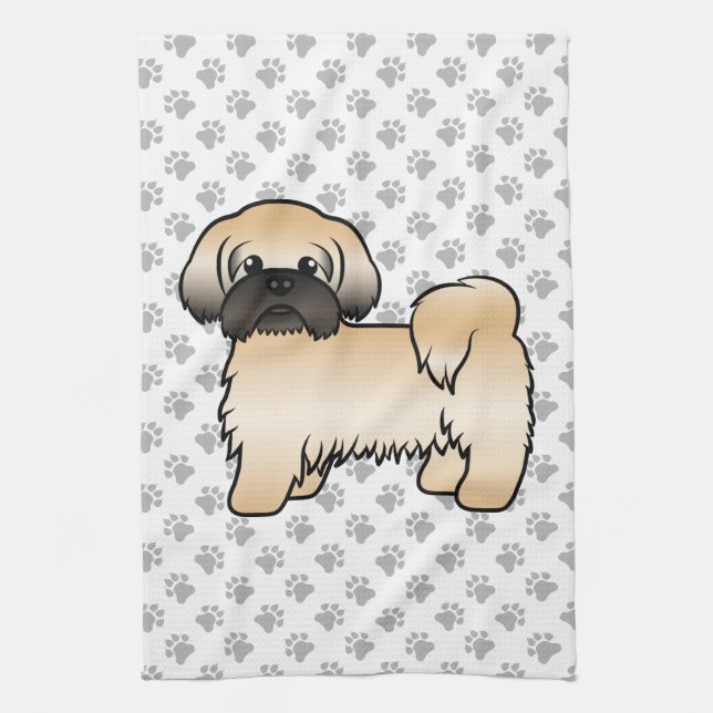 Guld med svart mask Shih Tzu Cute Tecknad hund Kökshandduk (Vertikal)