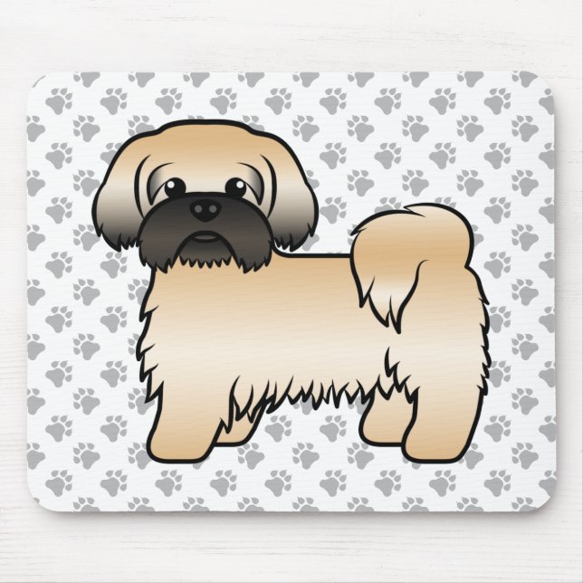 Guld med svart mask Shih Tzu Cute Tecknad hund Musmatta (Framsidan)