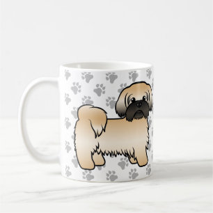 Guld Med Svart Mask Shih Tzu Söt Tecknad Hund Kaffemugg