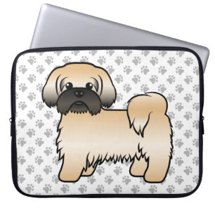 Guld Med Svart Mask Shih Tzu Söt Tecknad Hund Laptop Fodral