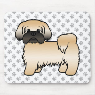 Guld med svart mask Shih Tzu söt tecknad hund Musmatta