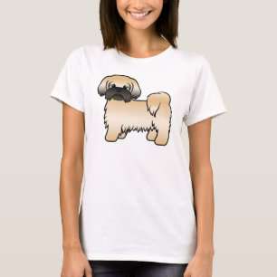 Guld med svart mask Shih Tzu söt tecknad hund T Shirt