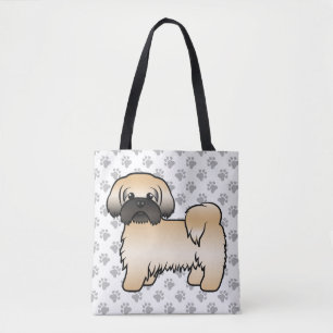 Guld med svart mask Shih Tzu Tecknad hund & tassar Tygkasse