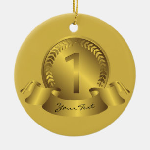Guld Medal & Anpassningsbar text utmärkelse vinnar Julgransprydnad Keramik
