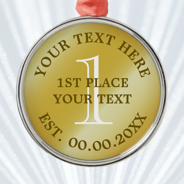 Guld medalj, medalj, medalj ställe, medalj, medalj julgransprydnad metall (gold medal for 1st place)