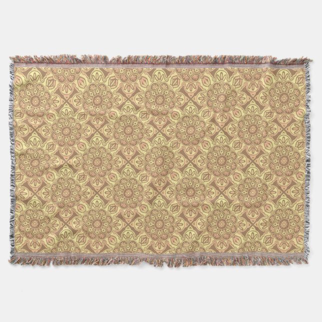 Guld Medallion Fringed Throw Blanket Filt (Framsidan)
