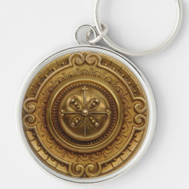 Guld Medallion Rund Silverfärgad Nyckelring