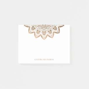 Guld Medallion Shimmer Elegant Mandala Vågrät Post-it Block
