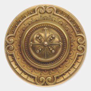 Guld Medallion Sticker Runt Klistermärke