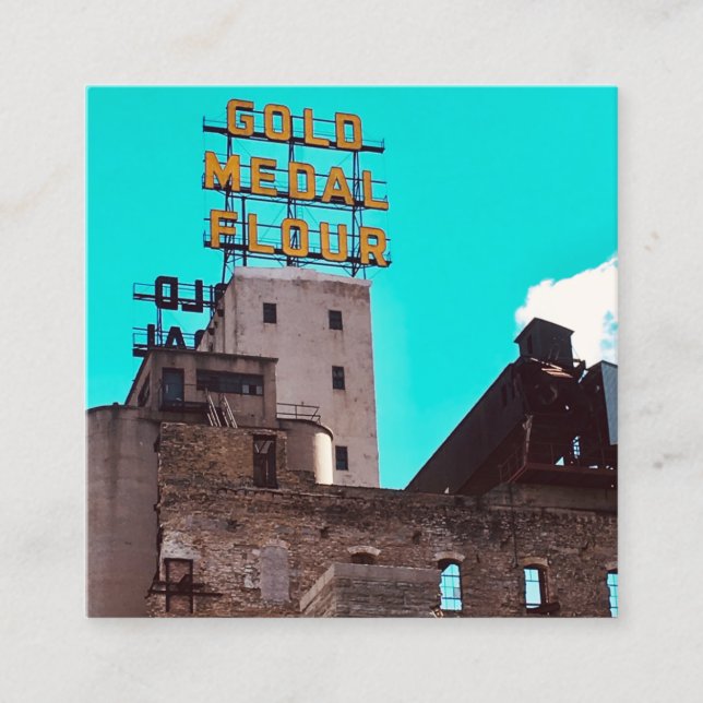 guld medalmjöl fyrkantigt visitkort (Framsida)