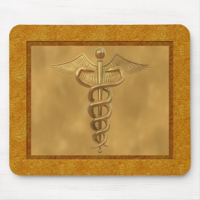 Guld- medicinsk Caduceus Musmatta (Framsidan)