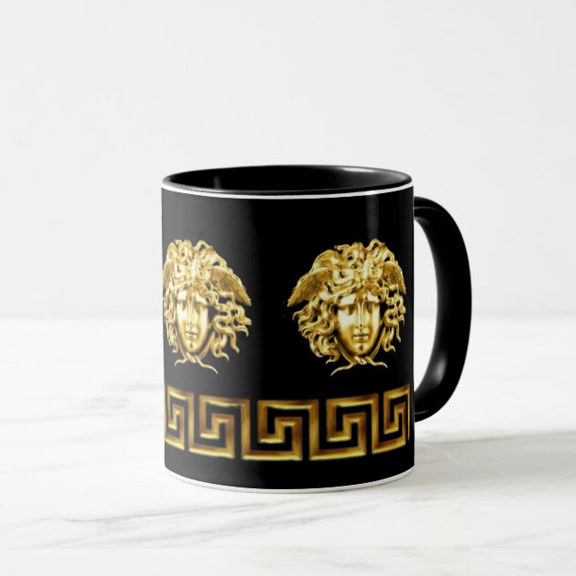 Guld Medusa Grekisk Nyckel Kaffe Kopp (Framsida höger)