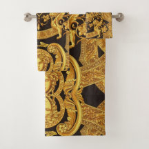 Guld Medusa med Baroque Ornaments Guest Towels