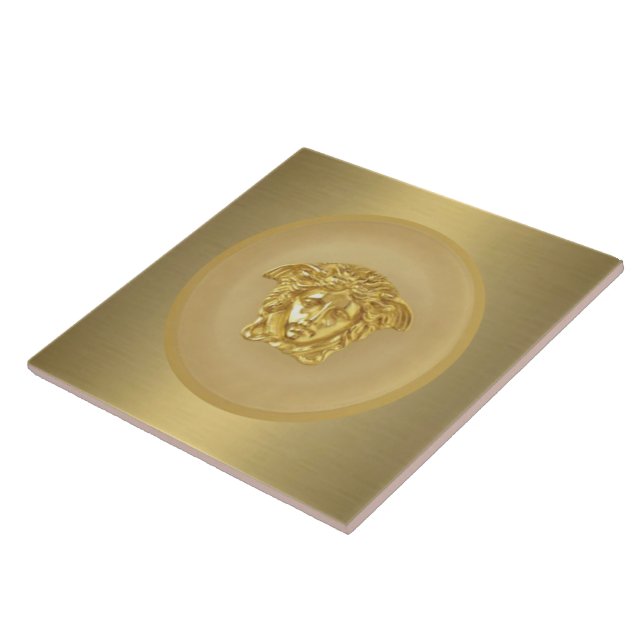 Guld Medusa Medallion Kakelplatta (Sidan)