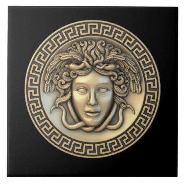 Guld Medusa "The New Colonial" Designer Väggplatta Kakelplatta (Framsidan)