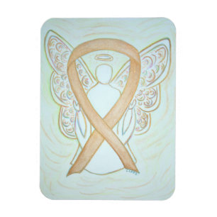 Guld-medvetande Ribbon Angel Art Magnet