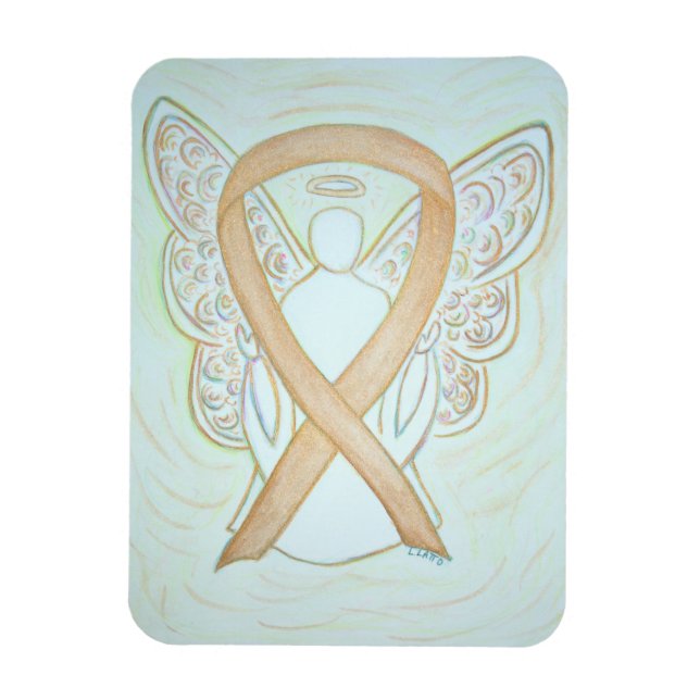 Guld-medvetande Ribbon Angel Art Magnet (Vertikal)