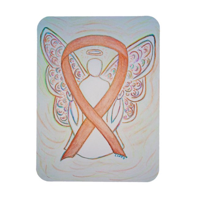 Guld-medvetande Ribbon Angel Art Magnet (Vertikal)