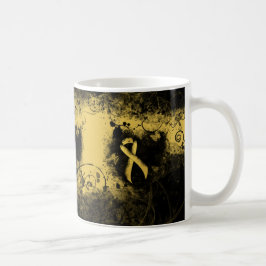 Guld-medvetandegrad Ribbon Grunge Heart Kaffemugg