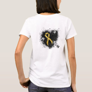 Guld-medvetandegrad Ribbon Grunge Heart T-shirt