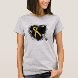 Guld-medvetandegrad Ribbon Grunge Heart Tee