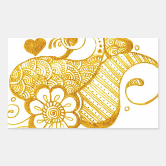 Guld Mehndi henna art Rektangulärt Klistermärke