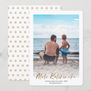 Guld Mele Kalikimaka Minimal Photo jul Holi Julkort