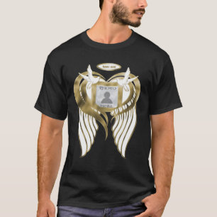 Guld Memorial Lägg till bild med Vingar, hjärt T Shirt
