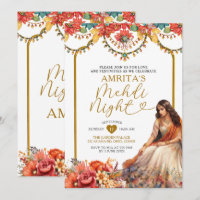 Guld Menhdi Night Indian Dholki Paskitan Blommigt