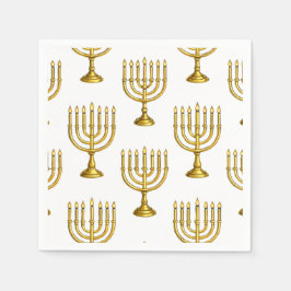 Guld Menorah Mönster Hanukkah Napkins Pappersservett