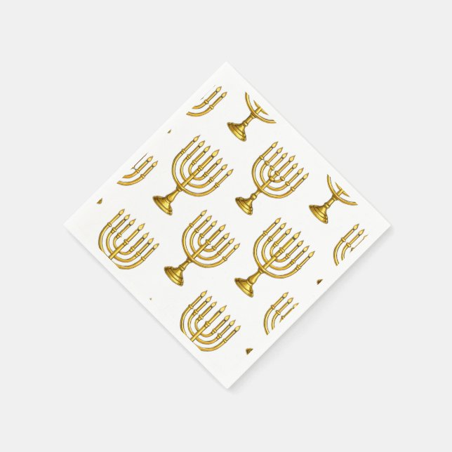 Guld Menorah Mönster Hanukkah Napkins Pappersservett (Hörn)
