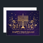 Guld Menorah Swirl Ornament Lycklig Hanukkah Vykort<br><div class="desc">Guld Menorah Swirl Ornament Lycklig Hanukkah</div>