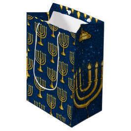 Guld Menorahs på Sparkly Jay Blue Hanukkah