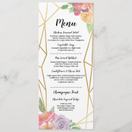 Guld Menu Wedding Reception Rustic Ram Blommigt Inbjudningar