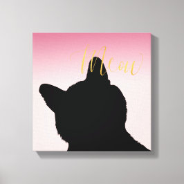 Guld Meow Kattunge Canvastryck