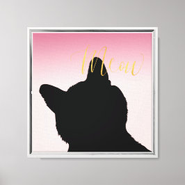 Guld Meow Kattunge Canvastryck