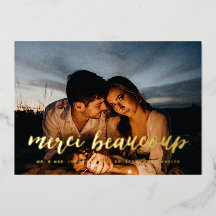 Guld Merci Beaucoup Tack-fotokort