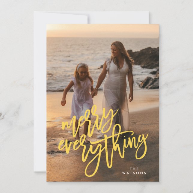 Guld Merry All Photo Julkort (Framsida)