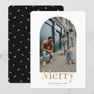 Guld Merry Arch Ram Photo Helgdag Card Julkort