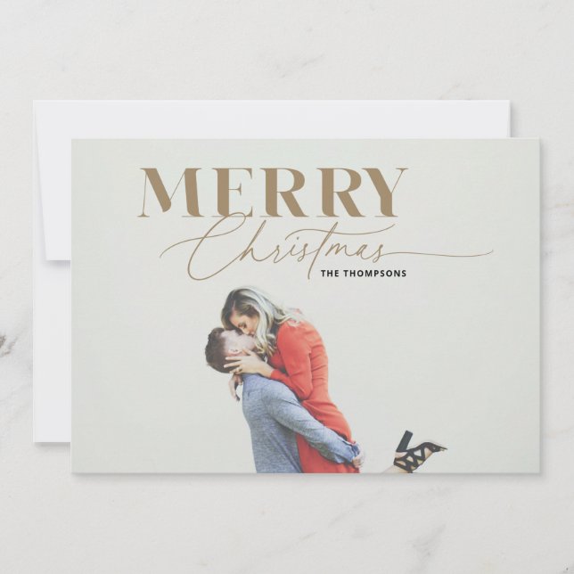 Guld Merry Magic Script Serif julfotoport Julkort (Framsida)