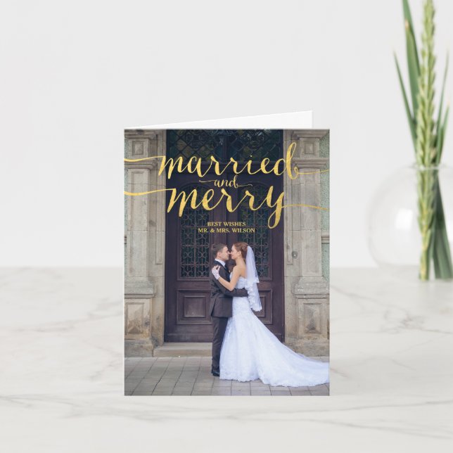 GULD MERRY & MARRIED | HELGDAG PHOTO NOTE-KORT HELGKORT (Framsida)