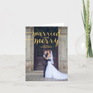 GULD MERRY & MARRIED HELGDAG PHOTO NOTE-KORT HELGKORT