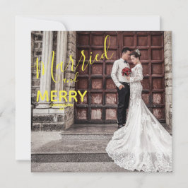 Guld Merry och Married Elegant Photo Bröllop Tack Kort