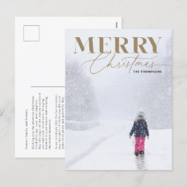 Guld Merry Script Serif jul-fotfoto Porträtt Helg Vykort