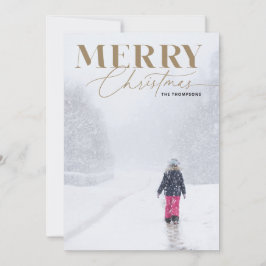 Guld Merry Script Serif jul-fotfoto Porträtt Julkort