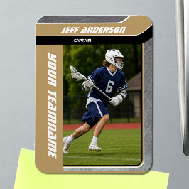 Guld Metal Lacrosse Spelar Foto Magnet