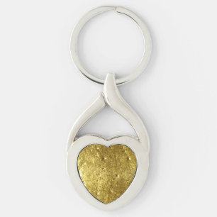 Guld Metall Bakgrund Twisted Heart Silverfärgad Nyckelring