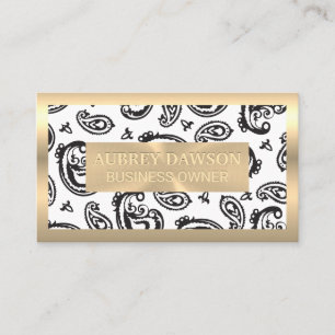 Guld Metall Black Paisley Flower Mönster Visitkort