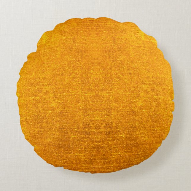 Guld metall, borstad bakgrund eller struktur i bru rund kudde (Framsidan)