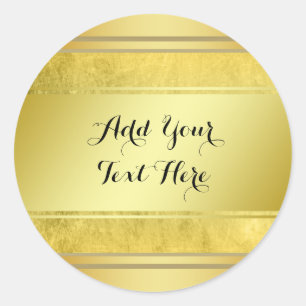Guld Metall Foil Faux Glitter Customize Classic Runt Klistermärke
